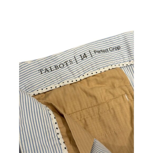 Talbots Perfect Crop Blue White Striped Pants Capri Coastal Beach Inseam 25" - Picture 5 of 6